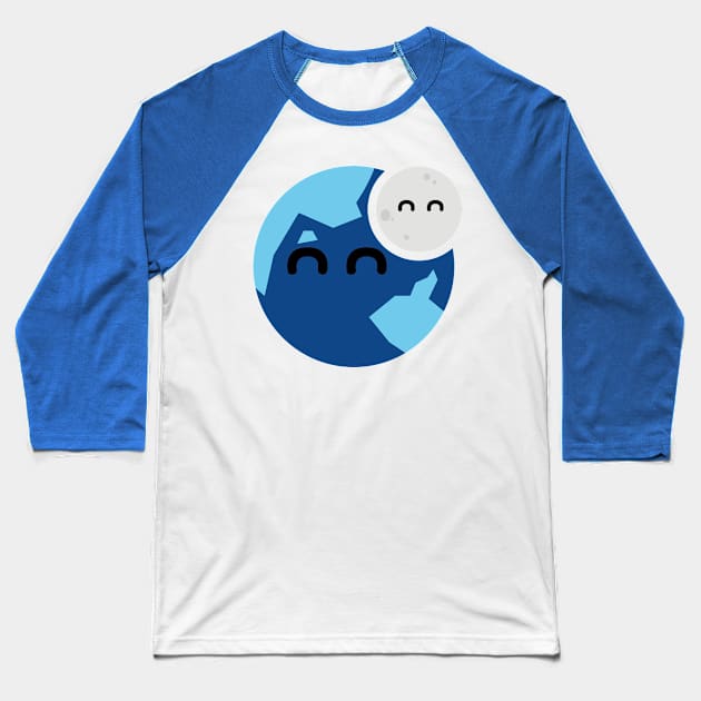 Earth and Moon Baseball T-Shirt by YellowDust